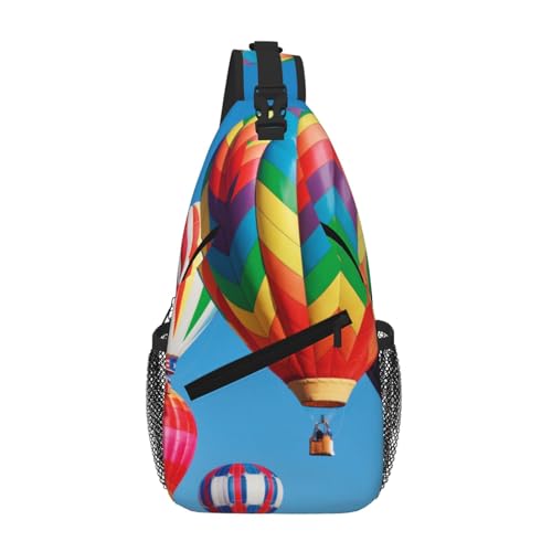 Sefzcxdn Brusttasche mit Heißluftballon-Druck, klein, Mehrzweck-Tagesrucksack für Männer und Frauen, Schwarz , Einheitsgröße Sefzcxdn Brusttasche mit Heißluftballon-Druck, klein, Mehrzweck-Tagesrucksack für Männer und Frauen, Schwarz , Einheitsgröße von Sefzcxdn