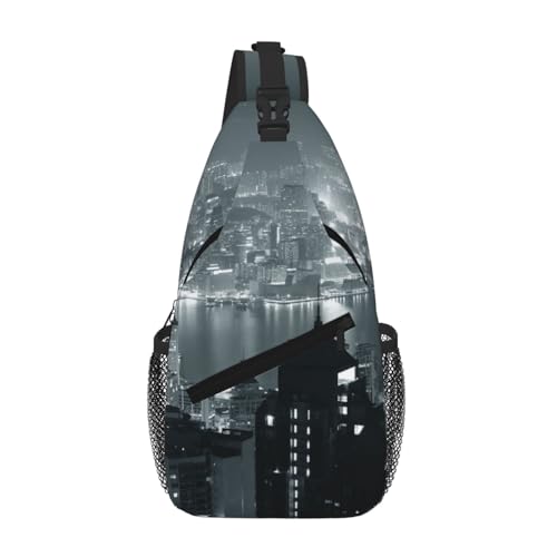 Sefzcxdn Brusttasche mit Luftaufdruck, Motiv: Hongkong, klein, Mehrzweck-Tagesrucksack für Damen und Herren, Schwarz , Einheitsgröße Sefzcxdn Brusttasche mit Luftaufdruck, Motiv: Hongkong, klein, Mehrzweck-Tagesrucksack für Damen und Herren, Schwarz , Einheitsgröße von Sefzcxdn