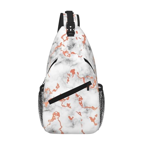 Sefzcxdn Brusttasche mit Marmorstruktur, Kupferspritzer-Druck, klein, Mehrzweck-Tagesrucksack für Damen und Herren, Schwarz , Einheitsgröße Sefzcxdn Brusttasche mit Marmorstruktur, Kupferspritzer-Druck, klein, Mehrzweck-Tagesrucksack für Damen und Herren, Schwarz , Einheitsgröße von Sefzcxdn