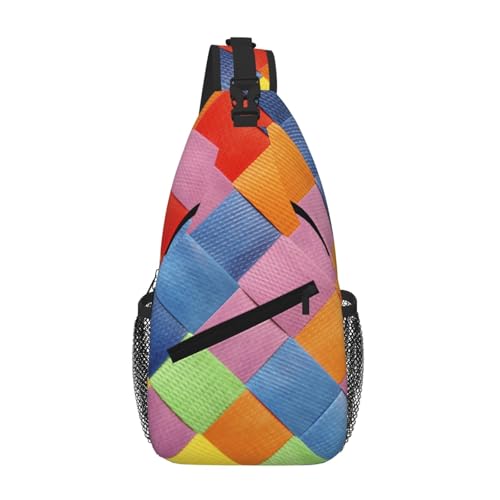 Sefzcxdn Brusttasche mit buntem Karomuster, klein, Mehrzweck-Tagesrucksack für Damen und Herren, Schwarz , Einheitsgröße Sefzcxdn Brusttasche mit buntem Karomuster, klein, Mehrzweck-Tagesrucksack für Damen und Herren, Schwarz , Einheitsgröße von Sefzcxdn
