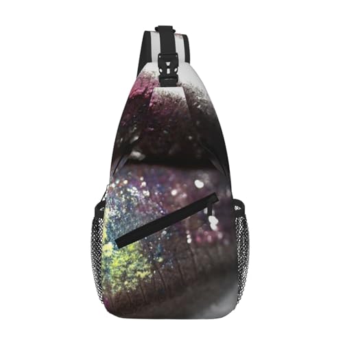 Sefzcxdn Bunte Damen-Brusttasche mit Lippendruck, Umhängetasche, klein, Mehrzweck-Tagesrucksack für Damen und Herren, Schwarz , Einheitsgröße Sefzcxdn Bunte Damen-Brusttasche mit Lippendruck, Umhängetasche, klein, Mehrzweck-Tagesrucksack für Damen und Herren, Schwarz , Einheitsgröße von Sefzcxdn