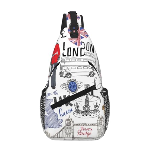 Sefzcxdn I Love London Brusttasche, Crossbody-Tasche, klein, Mehrzweck-Tagesrucksack für Männer und Frauen, Schwarz , Einheitsgröße Sefzcxdn I Love London Brusttasche, Crossbody-Tasche, klein, Mehrzweck-Tagesrucksack für Männer und Frauen, Schwarz , Einheitsgröße von Sefzcxdn