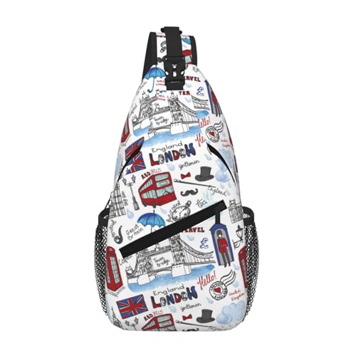 Sefzcxdn London Print Brusttasche Crossbody Sling Bag Small Multipurpose Daypack for Men Women, Schwarz , Einheitsgröße Sefzcxdn London Print Brusttasche Crossbody Sling Bag Small Multipurpose Daypack for Men Women, Schwarz , Einheitsgröße von Sefzcxdn