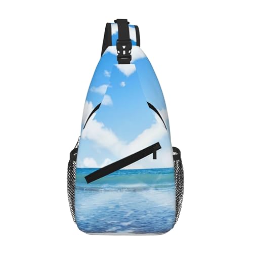 Umhängetasche in Herzform, romantischer Stranddruck, klein, Mehrzweck-Tagesrucksack für Damen und Herren, Schwarz , Einheitsgröße Umhängetasche in Herzform, romantischer Stranddruck, klein, Mehrzweck-Tagesrucksack für Damen und Herren, Schwarz , Einheitsgröße von Sefzcxdn