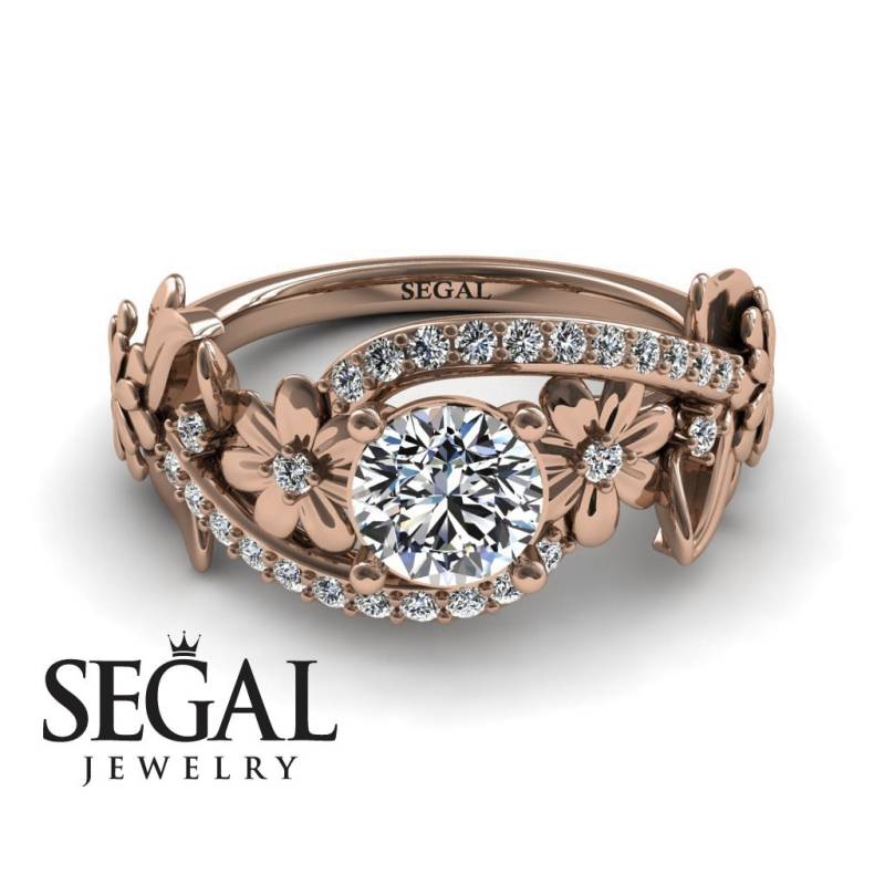 Benutzerdefinierte Verlobungsring 14K Rose Gold Blumenring Einzigartige Verlobung Versprechen Ringe Moissanite Ring Für Frauen - Sadie von SegalJewelry