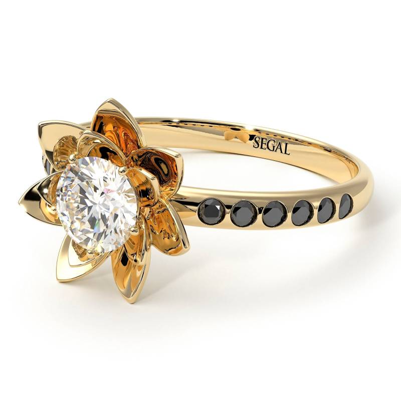 Blumen - Verlobungsring Einzigartiger Blumenring Jugendstil Floral Kollektion Gold Diamant Segalschmuck Lotus von SegalJewelry