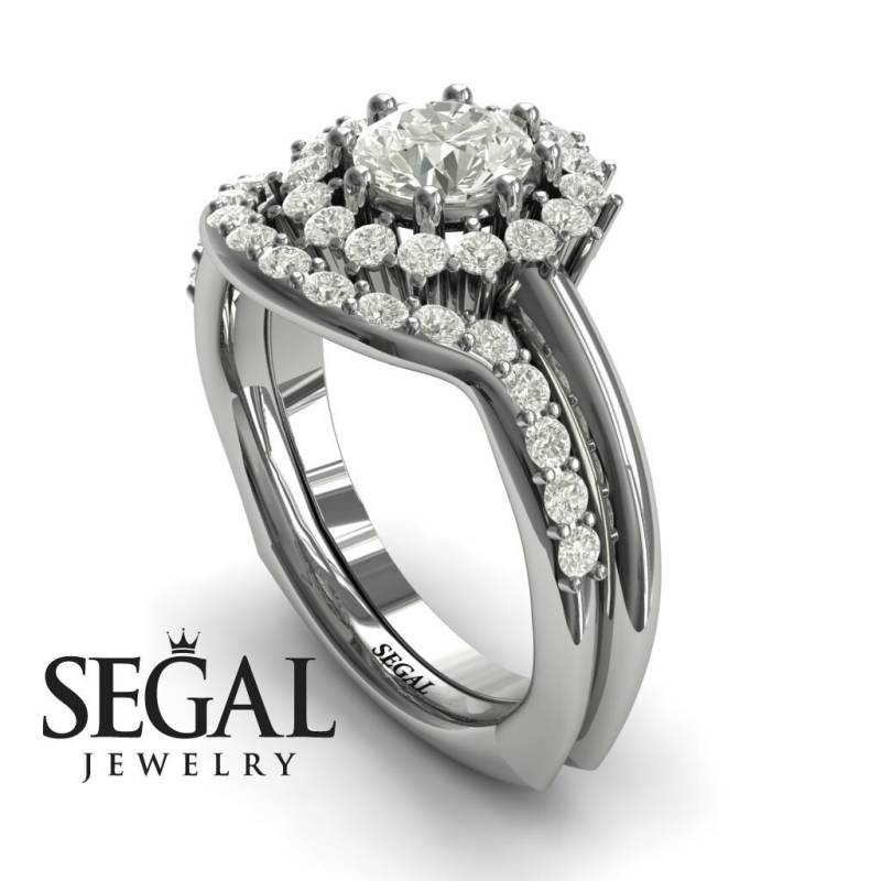 Einzigartiger Verlobungsring Braut-Set Diamant Vorschlag Ring Geschenk Für Sie Ehering Weißgold Moderner Luxus - Clara von SegalJewelry