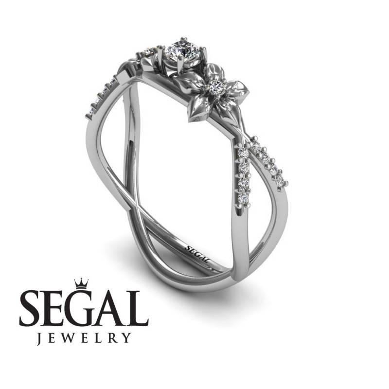 Halb Runder Ehering Mit Blumen - Annabelle von SegalJewelry