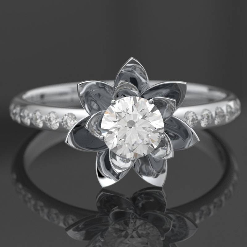 Lotus Verlobungsring Blumenring Diamant Ringe Blume Ehering Ring Für Frauen von SegalJewelry