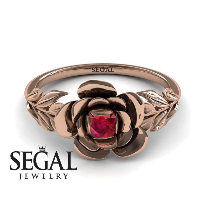 Personalisierter Verlobungsring 14K Roségold Rubinringe Designer Ring, Solitär Verlobungsringe Rose Individueller Für Frauen - Adalyn von SegalJewelry