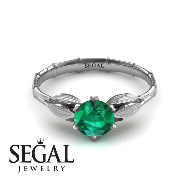 Solitär Verlobungsring Blatt Ehering Smaragd Ring Blattring - Lilie von SegalJewelry