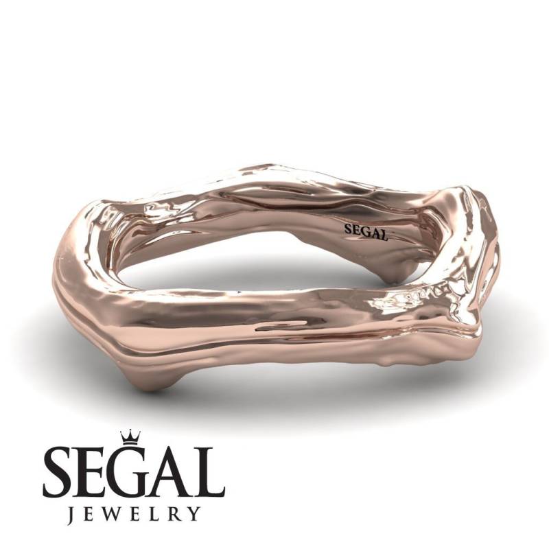 Vergoldeter Zweigring Einzigartiger Ehering Goldring Hochzeitsband Roségold-Verlobungsring Unisexring Blatt Alternative von SegalJewelry