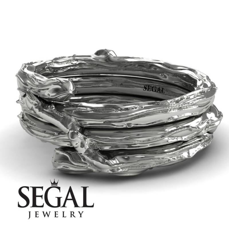 Zweigring Unikat Ehering Herrenring Naturinspiriert Alternative Weißgold von SegalJewelry