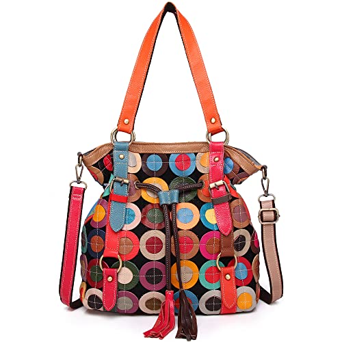 Damen-Handtasche, Leder, Kreis, Quasten, mehrfarbig, Mehrfarbig, Einheitsgröße von Segater