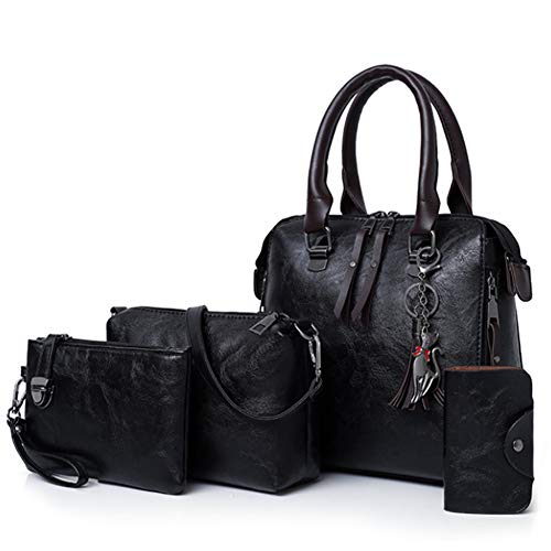 Segater® Damen Mode-Handtasche+Schultertaschen+ Geldbörse+Kartengeldbeutel Frau PU Leder Umhängetaschen Shopper Tote 4 Stück von Segater