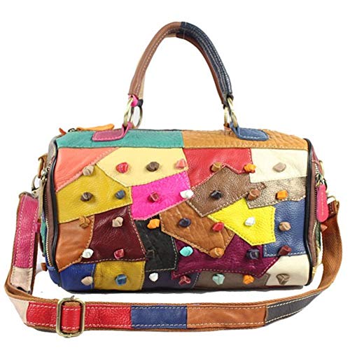 Segater® Damen Multicolor Umhängetasche Bunte Patchwork Rind Leder Handtasche 2019 NEU TOP Bewertet von Segater