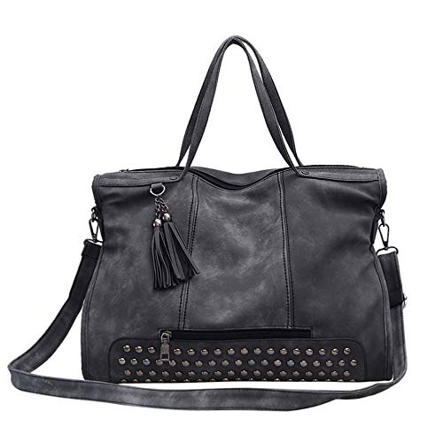 Segater® Frauen Taschen Schultertaschen PU-Leder große Tasche Tote Geldbörse Mode-Handtaschen Top Satchel Damentasche mit Niet-Quaste von Segater