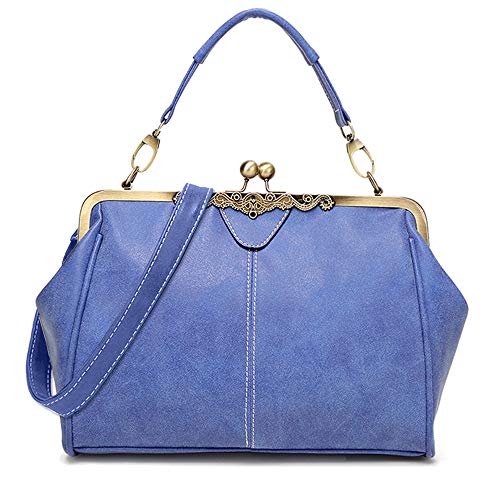 Segater® Frauen-Weinlese-kleine Retro- Handtaschen Kiss Lock Crossbody Handtasche Umhängetasche aus mattiertem Leder von Segater