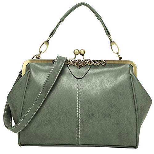 Segater® Frauen-Weinlese-kleine Retro- Handtaschen Kiss Lock Crossbody Handtasche Umhängetasche aus mattiertem Leder von Segater