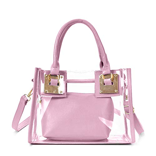Segater® Klare Umhängetasche Handtaschen, Frauen kleine Tote Tasche Strandtasche Mode Klare Gelee-Handtasche Top Handle Schultertaschen Pink transparente Geldbörse von Segater