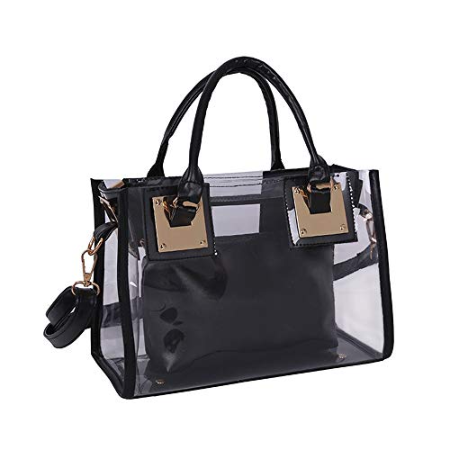 Segater® Klare Umhängetasche Handtaschen, Frauen kleine Tote Tasche Strandtasche Mode Klare Gelee-Handtasche Top Handle Schultertaschen Schwarz transparente Geldbörse von Segater