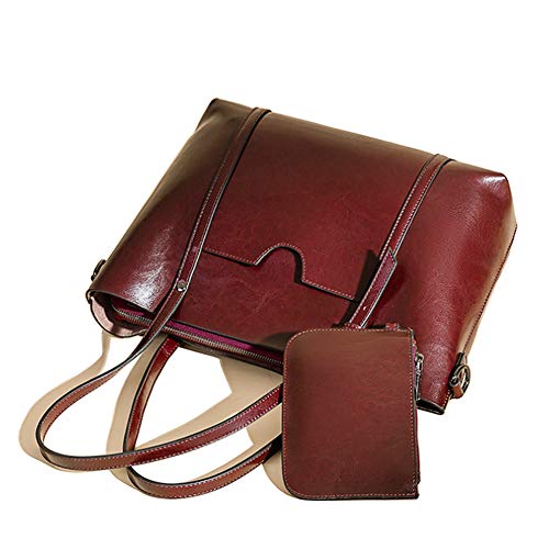 Segater® Vintage-Tasche aus echtem Leder für Damen Große Umhängetasche Handtasche Umhängetasche für Work Shopper 2 tlg Set Satchel Bag Messenger-Bags von Segater