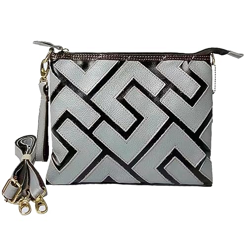 Segater Crossbody Tasche für Frauen Damen-Kupplung Echtes Leder Handtasche Handgelenk Brieftasche Gemusterte Spleißung Umhängetasche Geldbörse Langer Riemen + Handgelenkriemen von Segater