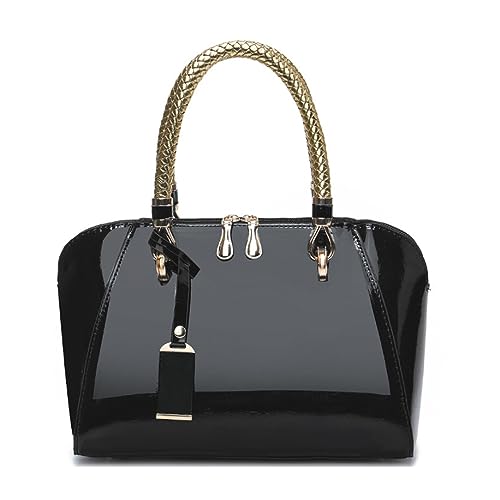 Segater Damen Glänzende Lackleder Shell Handtasche Frauen Top Handle Tasche Klassische Umhängetasche Schulranzen Glänzende Crossbody-Tasche Weihnachten Geldbörse von Segater