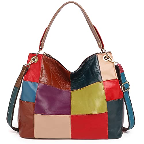 Segater Damen Random Multicolor Tote Bag Handtasche Würfelspleißdesign Umhängetasche Bunte Shopper-Umhängetasche Schulranzen Geldbörsen von Segater