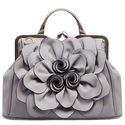 Segater Designer Ladie 3D Blumen Handtaschen und Geldbeutel Frauen Leder Kuss-Schloss Tote Flora Umhängetasche Partei Crossbody Tasche Arbeit Shopper Schultertasche von Segater