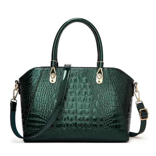 Segater Frauen Mode Krokodil-Muster Handtasche und Geldbörse Lackleder Glänzende Top-Handle Tasche Shopper Tote Arbeit Umhängetasche Schulranzen von Segater