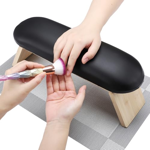 Segbeauty Nagel Armlehne Kissen, PU Leather Handauflage Nagelstudio, Faltbar und Weiches, mit Maniküre-Tischmatte, Nagel Zubehör (Schwarz, 2 Einstellbare Höhen) von Segbeauty