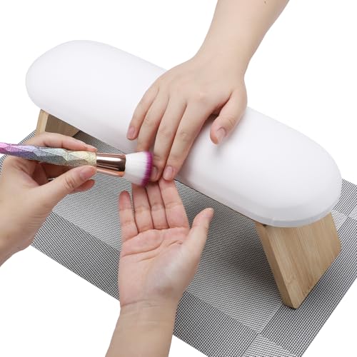 Segbeauty Nagel Armlehne Kissen, PU Leather Handauflage Nagelstudio, Faltbar und Weiches, mit Maniküre-Tischmatte, Nagelstudio Zubehör (Rund, Weiß) von Segbeauty