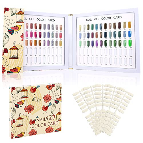 Segbeauty Nagel Spitzen Display Buch, 120 Farbe Nagel Gel Card zum Vorstellen, Präsentation für Nagellack, Nagelfarben Anzeige mit Nagelspitzen, Nageldesign Hilfsmittel, Blumen Vogelmuster, Gelb von Segbeauty