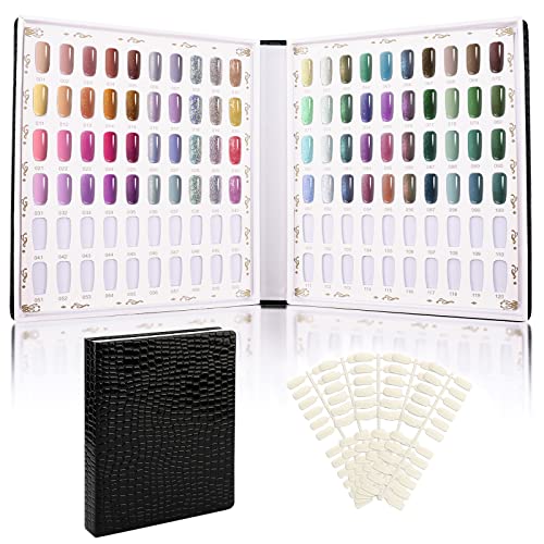 Segbeauty Nagel Spitzen Display Buch, 120 Farbe Nailart Aufsteller, Nailart Aufsteller Farbkarte mit 120 Falschen Nagelspitzen, Präsentation zum Vorstellen für Nagellack,Schwarze Krokodilstruktur von Segbeauty