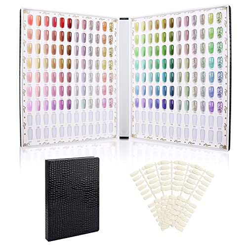 Segbeauty Nagel Spitzen Display Buch,216 Farbe Nailart Aufsteller,Nailart Aufsteller Farbkarte mit 240 Falschen Nagelspitzen, Präsentation zum Vorstellen für Nagellack UV-Gel,Schwarze Krokodilstruktur von Segbeauty