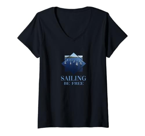 Damen Segeln Segelboot Quadrat Minimalismus Segler T-Shirt mit V-Ausschnitt Damen Segeln Segelboot Quadrat Minimalismus Segler T-Shirt mit V-Ausschnitt von Segelboot Quadrat Geschenk