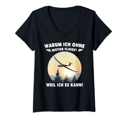 Damen Segelflieger Piloten Segelflugpilot Segelfliegen T-Shirt mit V-Ausschnitt von Segelfliegen Segelflug Gleitflieger Segelflugzeug
