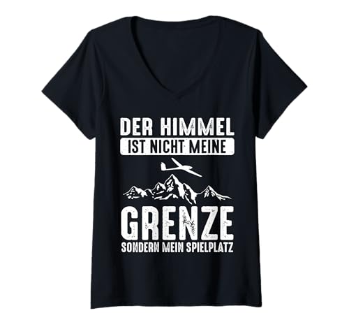 Damen Segelflugzeug - Sky Playground Glider Sailor Mountains T-Shirt mit V-Ausschnitt Damen Segelflugzeug - Sky Playground Glider Sailor Mountains T-Shirt mit V-Ausschnitt von Segelflieger Segelflug Gleitflugzeug Berge