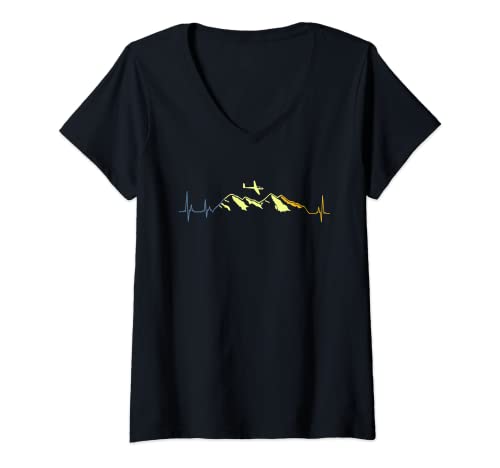 Damen Segelflieger Piloten Hobbypilot Segelflugzeug Glider T-Shirt mit V-Ausschnitt von Segelflug Shirts & Segelflieger Piloten Geschenke