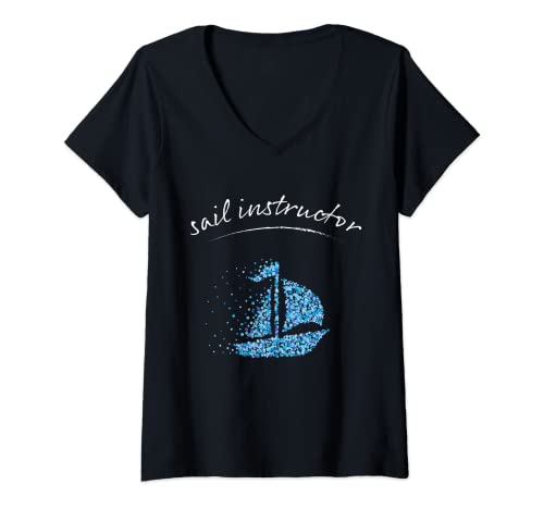 Damen Segeln Segelschule Segellehrer Segelboot Skipper Geschenk T-Shirt mit V-Ausschnitt Damen Segeln Segelschule Segellehrer Segelboot Skipper Geschenk T-Shirt mit V-Ausschnitt von Segellehrer Segellehrerin Segelschule Geschenkidee