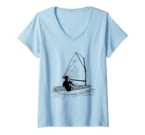 Damen Opti Segelboot Grafik Dinghy Boot Segeln Liebhaber T-Shirt mit V-Ausschnitt Damen Opti Segelboot Grafik Dinghy Boot Segeln Liebhaber T-Shirt mit V-Ausschnitt von Segeln Optimist Dinghy Boot Segel Bootfahren