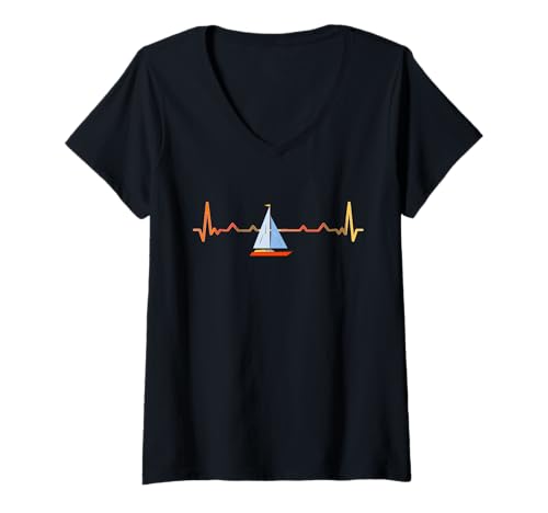 Damen Segeln Segler Skipper Crew Segelboot Boot Wassersport T-Shirt mit V-Ausschnitt Damen Segeln Segler Skipper Crew Segelboot Boot Wassersport T-Shirt mit V-Ausschnitt von Segeln Segler Skipper Crew Segelboot Wassersport