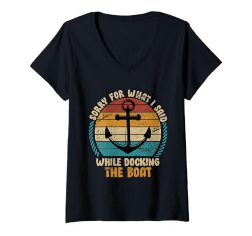 Damen Lustiger Bootsfahrer Spruch Boot Anker T-Shirt mit V-Ausschnitt Damen Lustiger Bootsfahrer Spruch Boot Anker T-Shirt mit V-Ausschnitt von Segelsport Retro Boot Segler Geburtstagsgeschenke