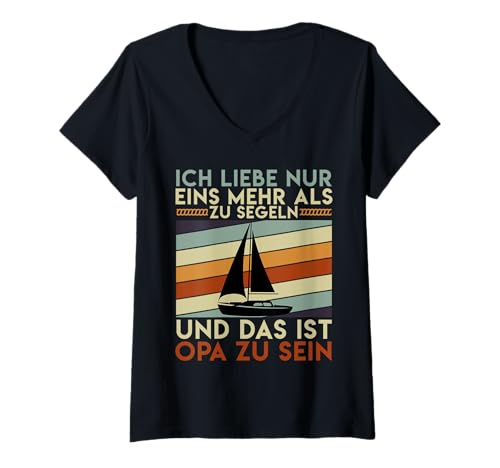 Damen Retro Segelboot Opa 2023 Segler Großvater Spruch T-Shirt mit V-Ausschnitt Damen Retro Segelboot Opa 2023 Segler Großvater Spruch T-Shirt mit V-Ausschnitt von Segelsport Retro Boot Segler Geburtstagsgeschenke