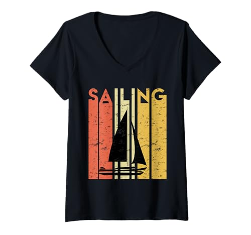 Damen Segler Segelboot Boot Anker Regatta T-Shirt mit V-Ausschnitt Damen Segler Segelboot Boot Anker Regatta T-Shirt mit V-Ausschnitt von Segelsport Retro Boot Segler Geburtstagsgeschenke
