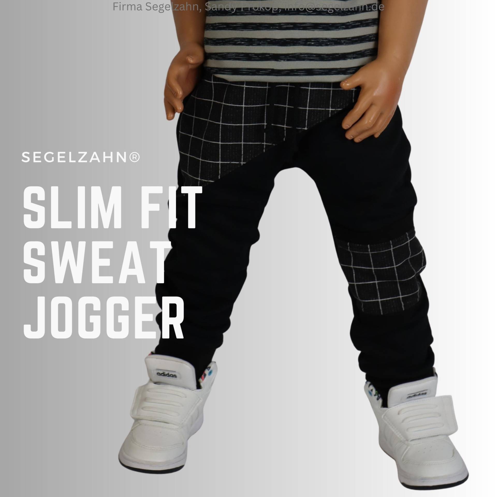50% Sale Slim Fit Sweat Jogger Kinder Hose Sweathose Jungen Mädchen Schwarze Kinderhose Kariert Segelzahn Kleidung Hosen Gr. 110/116 von Segelzahn