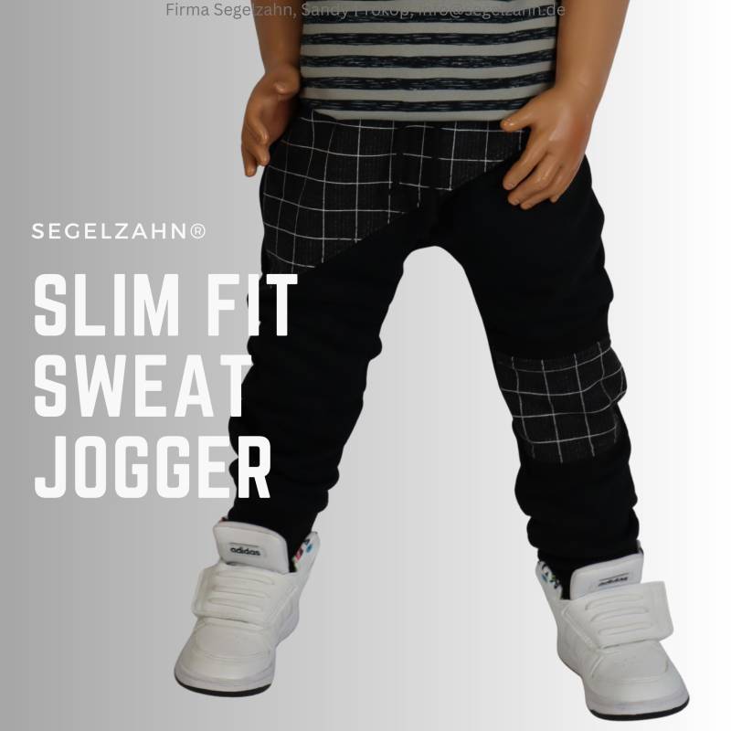 50% Sale Slim Fit Sweat Jogger Kinder Hose Sweathose Jungen Mädchen Schwarze Kinderhose Kariert Segelzahn Kleidung Hosen Gr. 110/116 von Segelzahn
