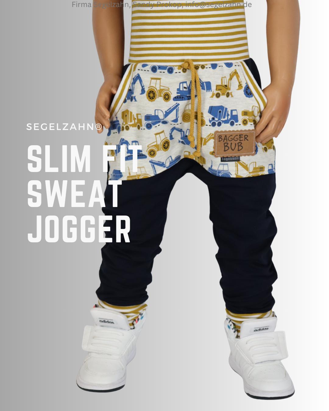 Slim Fit Hose Kinder Blau, Sweat Jogger Jungen Hosen Bagger Kind Baby Pumphose Segelzahn Kinderhose Baustelle Sweathose Jungs von Segelzahn