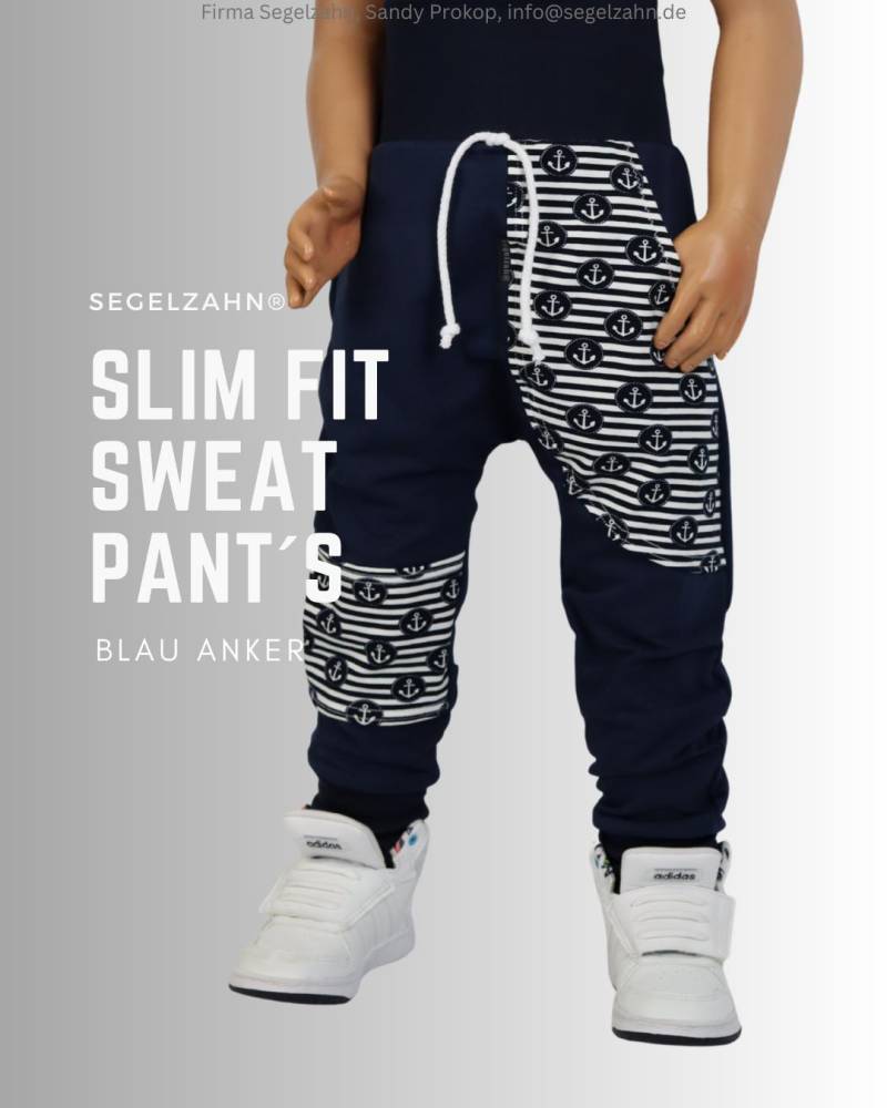 Slim Fit Hose Kinder Blau, Sweathose Unisex Jungen Mädchen Kind Baby Jogginghose Anker Segelzahn Kleidung Hosen Blaue Kinderhose Jogger von Segelzahn
